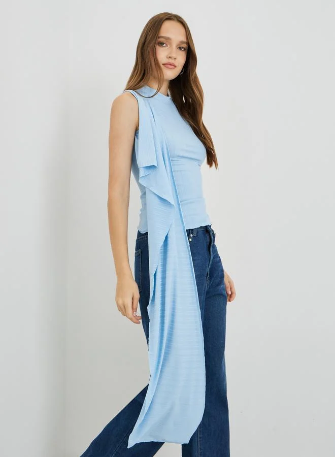 Take Two Textured Round Neck Sleeveless Top
